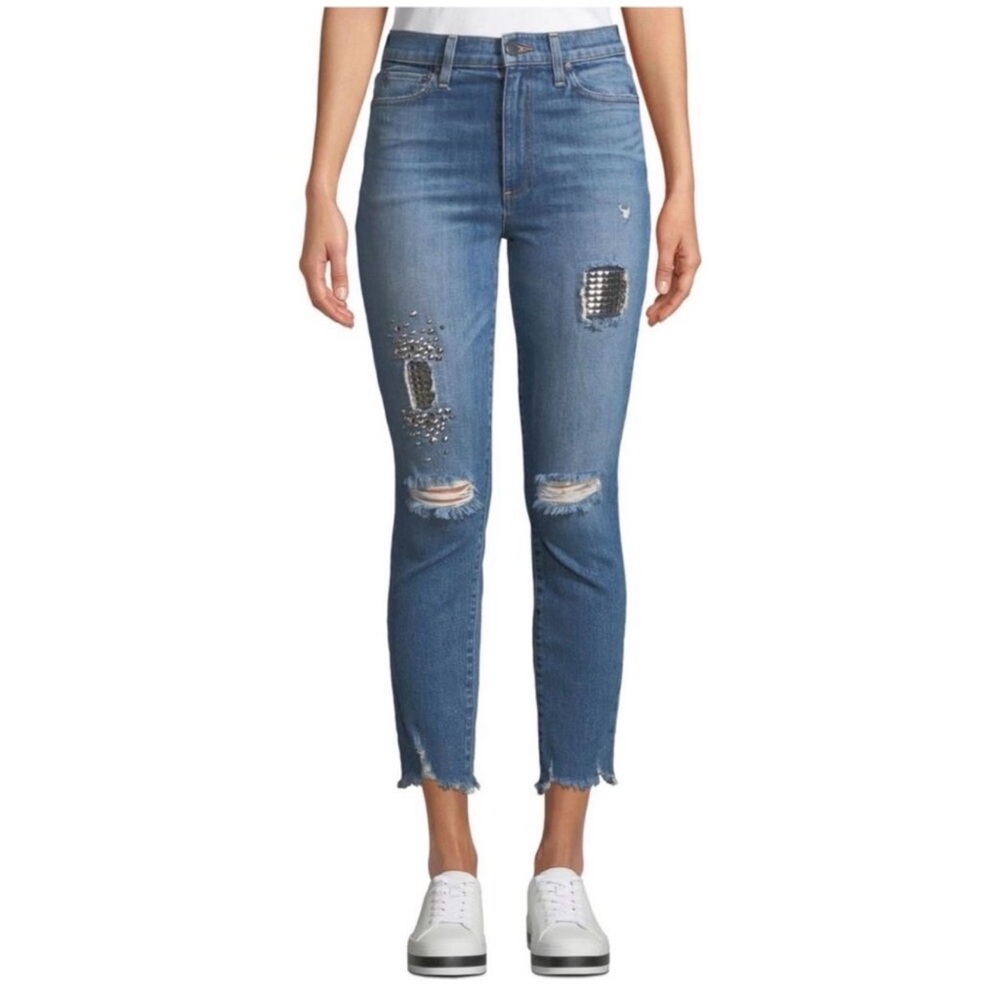 AO.LA Alice +Olivia Good Jeans High Rise Ankle Skinny Studded 25 Embellishment